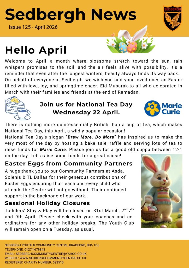 Happy Easter Marie Curie Bake Sale 22 April 12-1 Thanks to our partners for donating Easter eggs Holiday closures over Easter check with your co-ordinator